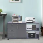 Modern 3-Drawer Gray Mobile File Cabinet with Lock & Wheels, Rectangular Office Storage Cabinet, Easy Assembly, 39.4x13.4x23.2in