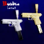 Bubble Letter Iced Out Big Gang Necklace Pendant for Men 5A Cubic Zirconia Gold Plated Hip Hop Jewelry