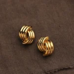 Fashion Glossy Three-Layer Textured Intersecting Knot Earrings for Women Gold Color Stainless Steel Earring Vintage Jewelry Gift