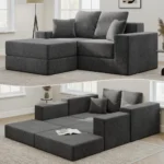 Modern Modular L-Shape Sectional Sofa: Cloud Boneless, Deep Seat, Convertible Sofa Bed, No Assembly (for Living Room)
