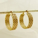 May@RZ stainless steel basket earrings Feminine charm Metal 18K gold plated fashion unique design jewelry