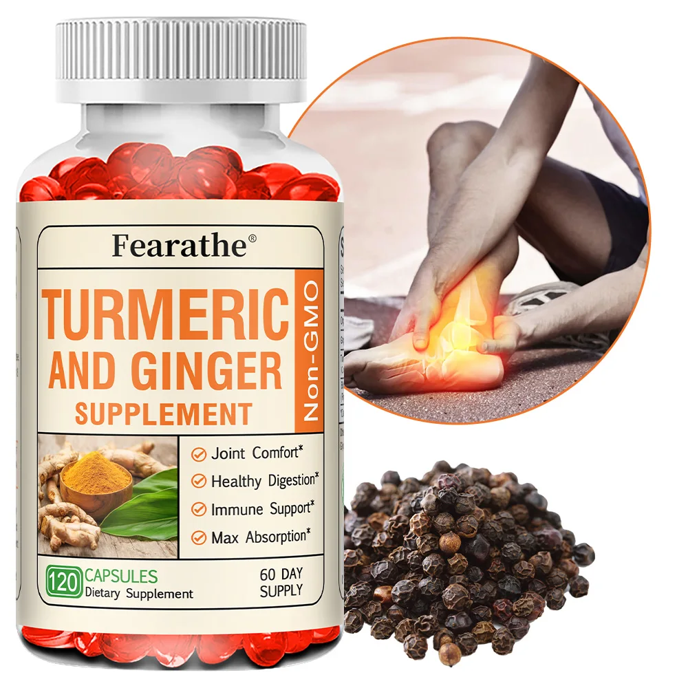 kf-S524061ecd4894eedab5f41bffa3403b7N Curcumin Capsules, with Ginger and Black Pepper for High Absorption, Potent Joint Support, Bone Marrow Health, Digestive Support - Image 1