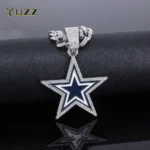 Men Women Hip Hop Five-Pointed Star Pendant Necklace,with Cuban Chain Punk Star Necklaces Fashion Jewelry,Sports Fan Gift Idea