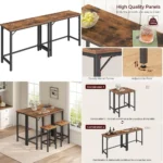 Narrow Bar Table, 63-Inch Pub Table for Dining Room, Counter Bar Tables with Sturdy Metal Frame, Connectable Bar Table, Multifun