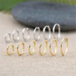 1.6mm Thin Dainty Stainless Steel Hoop Earrings for Women Men Stackable Minimalist Tiny 6-16mm Round Gold Color Huggies Jewelry