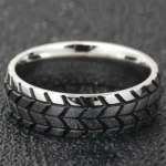Simple Fashion Street Tires Men's Ring Hip Hop Punk Geometric Niche Stripes Creative Trend Personality Retro Party Ring Jewelry