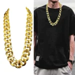 Hip Hop Gold Color Big Acrylic Chunky Chain Necklace For Men Punk Oversized Large Plastic Link Chain Men's Jewelry