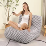 Bean Bag Chairs for Adults, Comfy Floor Sofa with Memory Foam, Giant Bean Bag Couch for Living Room Bedroom Dorm Office, Smoke G