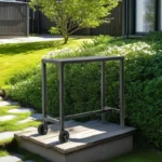 39" Outdoor Bar Table, Weatherproof & Sturdy Bar Height Table, Black