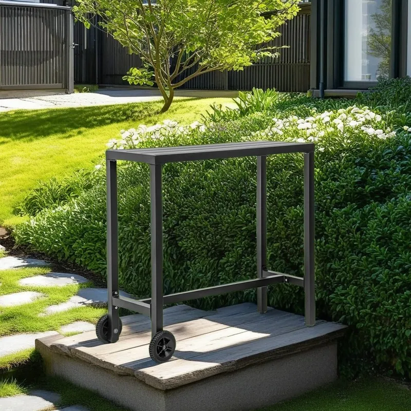 kf-S628c63d891aa4460b43351e167764fdeG 39" Outdoor Bar Table, Weatherproof & Sturdy Bar Height Table, Black - Image 1