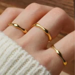 Ripple Stainless Steel Rings For women Gold Color Chunky Band Stackable Silver Stacking Irregular Wave Minimalist Jewelry Set