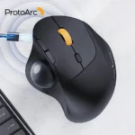 ProtoArc EM04 Trackball Mouse Wireless Rechargeable Ergonomic Vertical Bluetooth Mice for Computer PC iPad Mac Windows Android