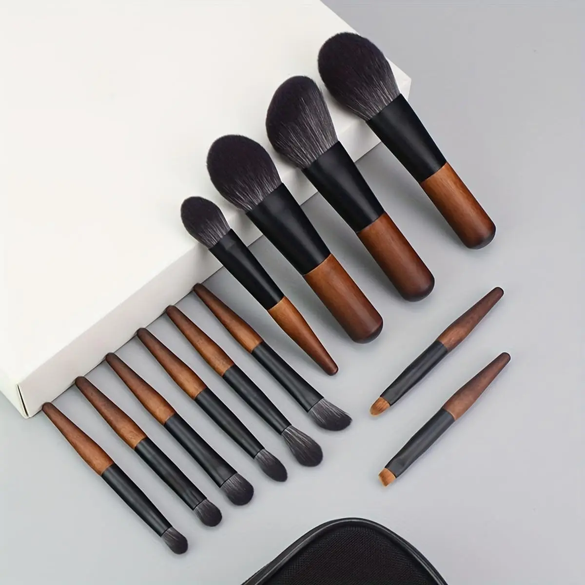 kf-S757776e969dc4d2a805dda5acaed34ffQ 12 PCS Makeup Brushes Set Goat Hair Wooden Mini Travel Brush Kit with Case For Powder Concealer Eye Shadow Brow Brushes Tool - Image 1