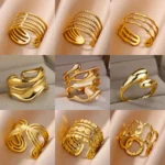 Gold Color Stainless Steel Multi Layer Rings for Women Hollow out Open Finger Ring Fashion Wedding Party Jewelry Gift 2024 New
