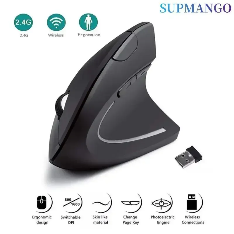 kf-S780b6fe7636a4173a02263c946aa4ad7L Vertical Mouse Ergonomic 2.4GHz Wireless Optical Mice 3 Adjustable DPI 800/1200/1600 6 Buttons for Laptop PC Computer Desktop - Image 1