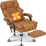 Kneading Massage Executive Office Chair with Heated,90-135° Reclining with Footrest,Ergonomic Desk Chair,Diamond-Stitched Cushio