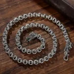 solid Sterling Silver retro necklace for men women classic 8MM faucet dragon 60cm Charm high quality Fashion jewelry wedding