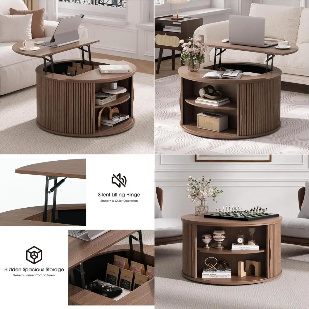 kf-S7c2e99198adb432ba981f902eb2b4eeaR Mid-Century Modern 31.5 Lift Top Coffee Table with Hidden Storage and Fluted Design - Image 1