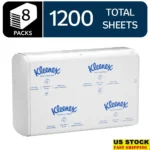 Universal Multifold Paper Towels Bulk Soft Absorbent Sheets 8 Packs 150 Sheets Each One-at-a-Time Dispensing Eco-Friendly