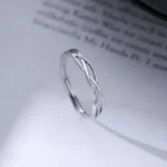 Real 925 Sterling Silver Cross Line Geometric Adjustable Rings for Women Light luxury Fine Jewelry Minimalist Accessories