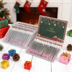 14pcs Gift Box Christmas Mascara Eyelash Brushes Set - Santa Snowflake Design Mascara Wand Makeup Brushes, Travel Eyelash Brush