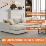 Cloud Down Filled Chaise Sofa Living Room Sofa L-shaped Recliner Sofa Comfortable Cloud Sofa Linen Sofa Removable Washable