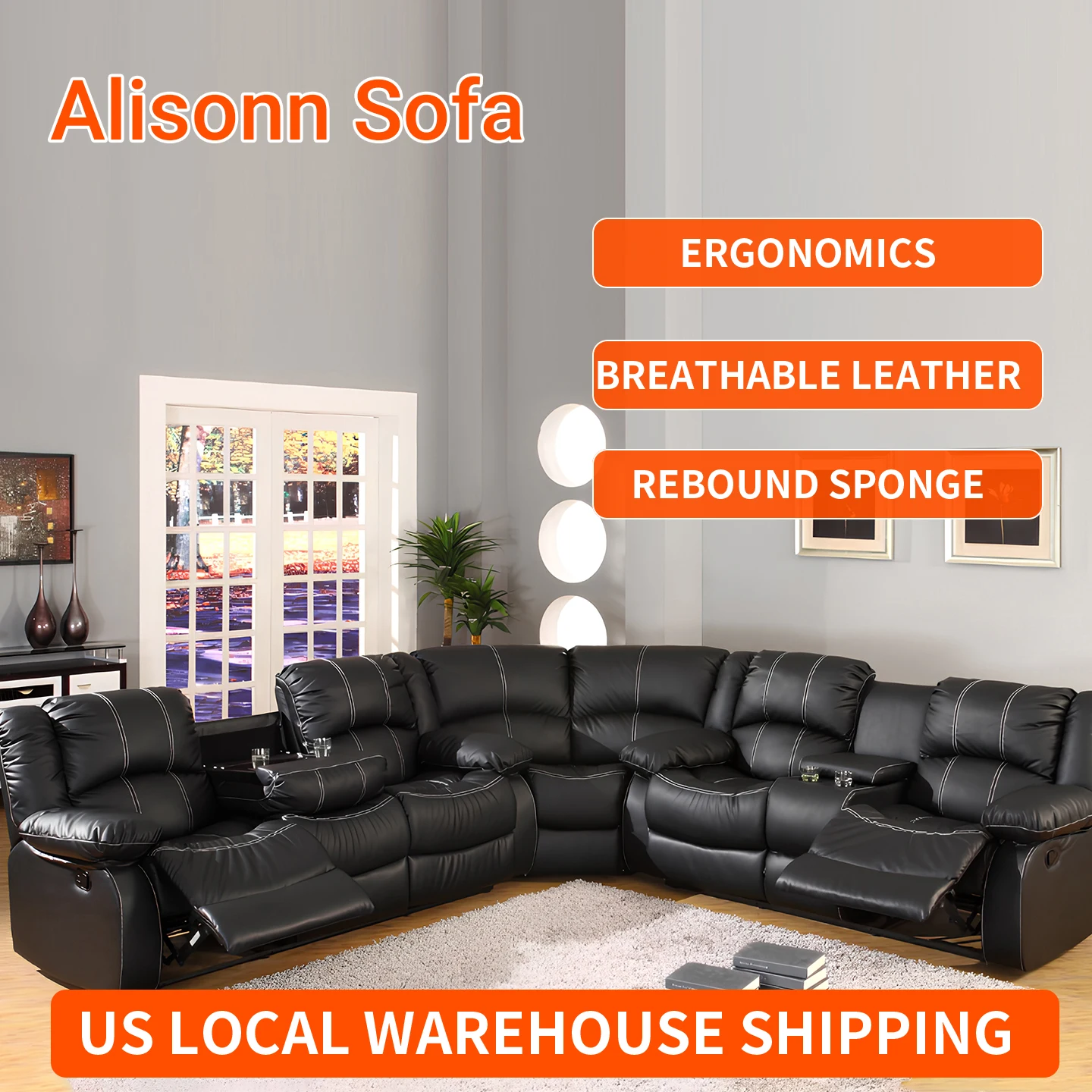 kf-S8b8f3a1fe8084e0eb97477fbc660b53f9 Power Loveseat Recliner Sofa Theater Seating Zero Gravity Console Electric Recliner RV Sofa with Storage Side Living Room - Image 1