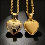 HNSP Solid Stainless Steel Initial Heart Pendant Necklace For Women Neck Jewelry Accessory Girlfriend Mother Gift