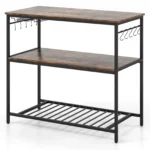 3-Tier Kitchen Island Kitchen Shelf Wine Coffee Bar Prep Table w/Bottom Wine