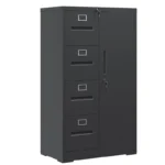 Metal Vertical Filing Cabinet with Lock, Steel File Locker, 4 Drawers & 1 Door for School, Living Room, Bedroom & Office
