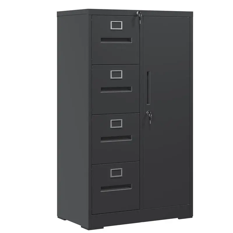 kf-S982d54134b4c40fba23ac945b97b88811 Metal Vertical Filing Cabinet with Lock, Steel File Locker, 4 Drawers & 1 Door for School, Living Room, Bedroom & Office - Image 1