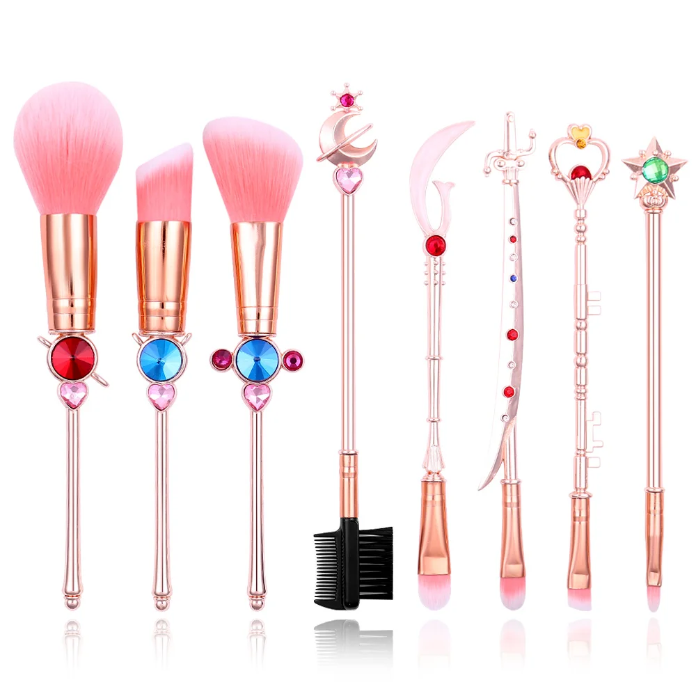 kf-S9b6ee5ea3e6b4b27acb1fb34894200e3N 13 PCS Sailor Moon Makeup Wand Weapon Brushes Set Eye Shadow Foundation Cosmetic Brush Eyeshadow Blush Beauty Soft Make Up Tools - Image 1