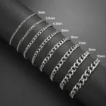 Punk Cuban Chain 3-10mm Wide Minimalist Bracelet Men Women Stainless Steel Gold Color Basic Hip Hop Figaro Chain Jewelry Gift