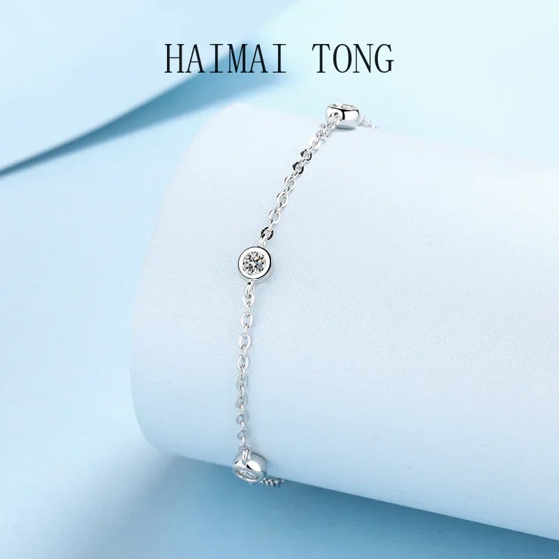 kf-Sa055ae7352ae4263b7dc014be4590f6eg Classic Platinum PT950 Female Style Certificate Moissanite Bracelets for Women Sparkling Luxury Chain Jewelry Birthday Gift - Image 1