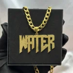 New Custom 4mm-7mm Cuban Chain Frosted necklace Movable 18K Gold Big Name Pendant Necklace Stainless Steel Hip Hop Jewelry