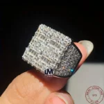 3.50Ct Baguette Cut Real 925 Sterling Silver Men's Engagement Ring 14K White Gold Plated Square Zircon Iecd Out Hip Hop Ring