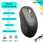 Wireless Mouse Bluetooth Compatible 5.2 USB 2.4Ghz Mice Ergonomic Wireless Office Mouse for iPad MacBook Tablet Laptop Computer