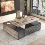 Adjustable Heigh L Shaped Executive Standing Desk w/Drawers Office Desk w/Universal Charging Ports Large Business Workstation