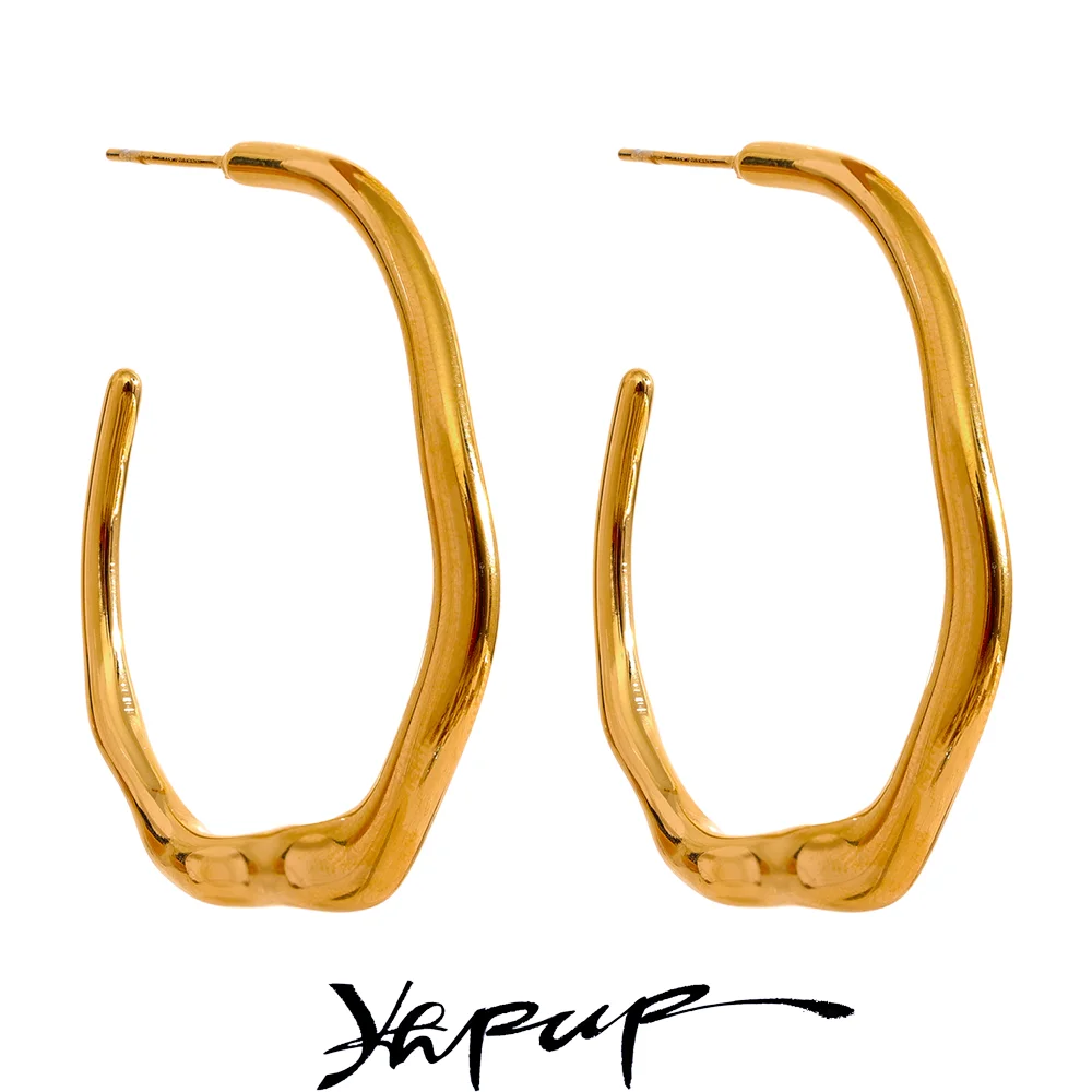 kf-Sc4c8c69645c64426a7358b9544d5fd9dk Yhpup Minimalist Stainless Steel Geometric Chic Earrings Waterproof Metal 18K Gold Plated Simple Daily High Quality Jewelry Gift - Image 1