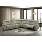 Top Grain Leather Match Power Motion Sectional Sofa with Reading Lamp, LED Cupholder, Heat & Cooling, Wireless Charger, Type A