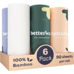 Bamboo Paper Towels 6 Rolls 2 Ply Plastic Free Kitchen Paper Towels Select Size Tree Free Compostable Strong Absorbent No Dyes