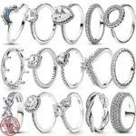 New 925 Sterling Silver Shiny Classic Square Crown Heart-shaped Ring Exquisite Luxury Charm Jewelry Holiday Surprise Gifts