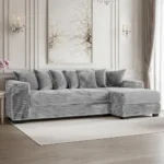 smilesun Luxe Oversized L Shaped Sofa with Chaise，Comfy Faux Fur Plush L Shaped Sectional Couches with 8 Pillows