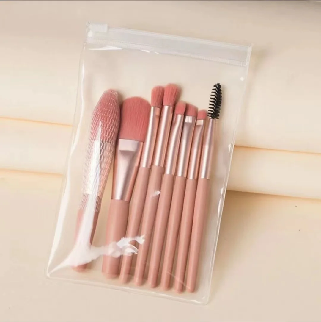 kf-Sdfdfd289a59a4f9c8c45d4c42650ef9aU Eyeshadow Brush Eye Facial Beauty Foundation Brush Set of 8 Soft Bristle Make Up Brushes Premium Synthetic With Bag - Image 1