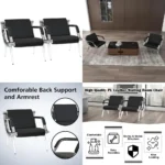 PU Leather Waiting Room Chairs, 2-Piece Set, Office Reception Furniture, Guest Lobby Sofa Seats with Arms for Air Travelers