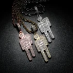 Creative Hip Hop Off-Center Rhinestone Pendant Fashionable Luxury Cartoon Street Pendant Necklace Unisex Street Lock Chain