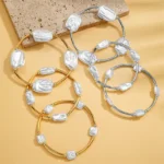 Fashion Baroque Imitation Pearl Bracelet for Women Elegant Irregular Pearls Chain Stackable Bracelet Wedding Jewelry Accessories