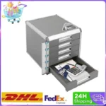 5 Layers Locking Drawer Cabinet Desk Organizer, Home Office Desktop File Storage Box, Locking Storage Cabinet for A4 File
