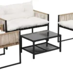 4 Seater Outdoor Sofa Set 4PCS Table Chair Set Garden Patio Furniture