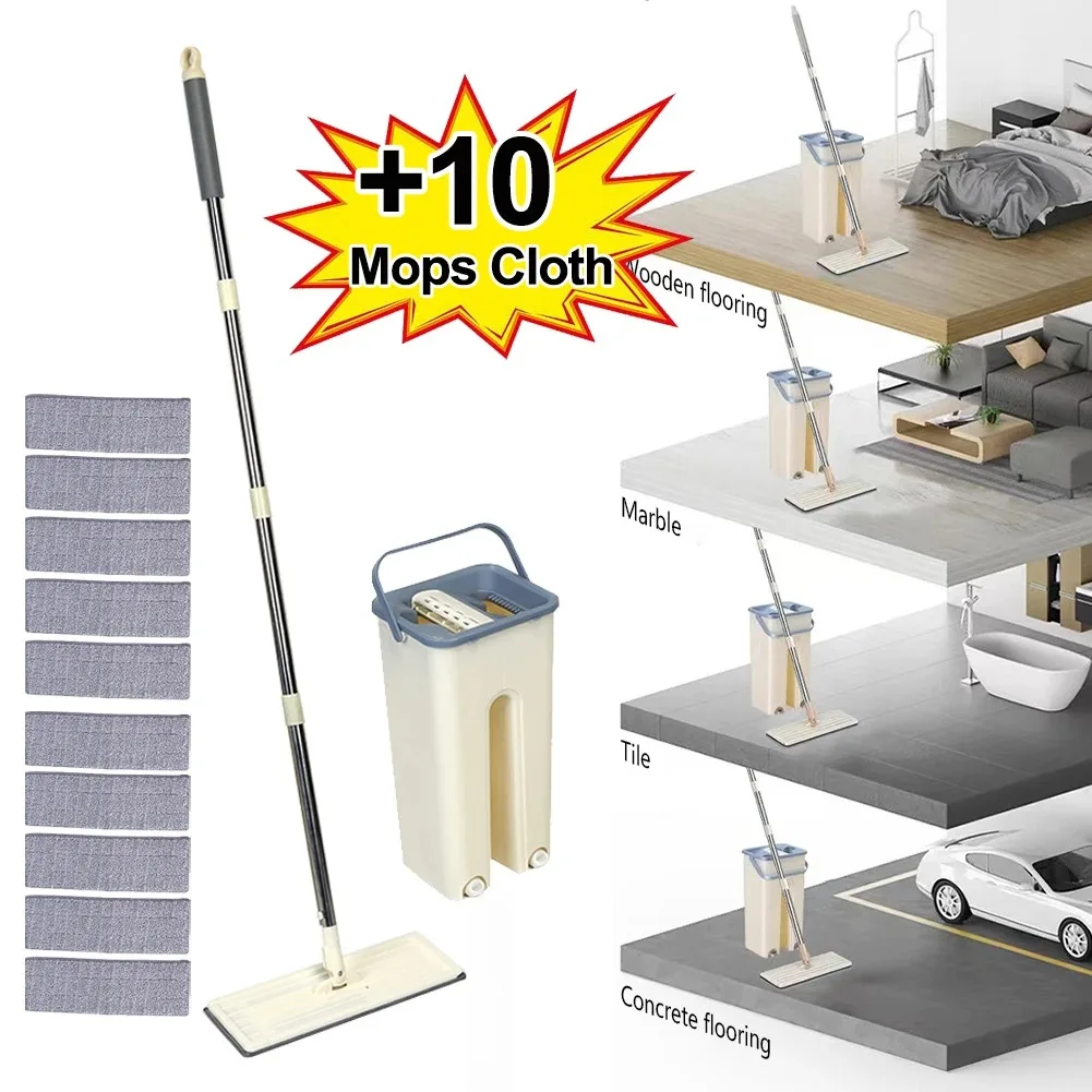 kf-Seed24357ea4e44ea82f7892b985c3dd4v Microfiber Squeeze Mop Set Cleaning Bathroom Mop Multipurpose Mop Super Water Absorption with Bucket Household Cleaning Tool - Image 1